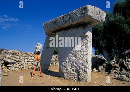 Taula von TALATI de DALT bei Mahon, Baleareninsel Menorca, Spanien, Europa Stockfoto