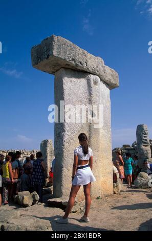 Taula Torralba d en Salort, Baleareninsel Menorca, Spanien, Europa Stockfoto