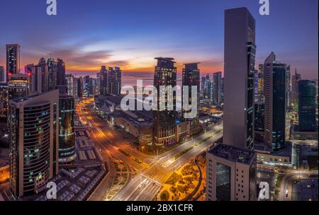 Wunderschöne Stadtansicht der West Bay Area Doha City Stockfoto