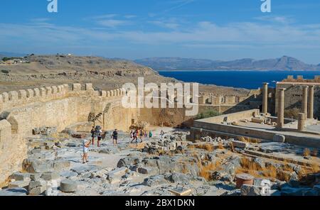 Innen Lindos Akropolis, Lindos, Rhodos, Griechenland Stockfoto
