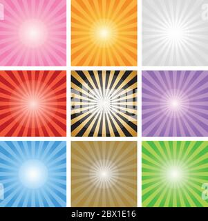 Sammlung von bunten abstrakten Sonnenstrahlen Strahlen Hintergrund - Vektor-Illustration Stock Vektor