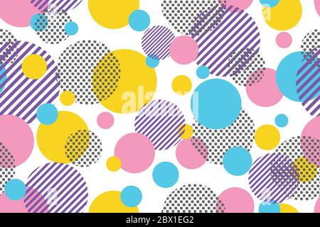 Nahtlose Muster von bunten Punkten und geometrischen Kreis modern auf weißem Hintergrund - Vektor-Illustration Stock Vektor