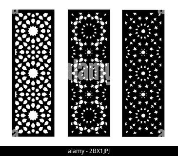 Moderne Lazer Schnitt Vektor-Panel, Bildschirm, Zaun, Trennwand. CNC-Dekormuster, Jali-Design, Innenelement. Moderne Lazer Schneideschablone Stock Vektor