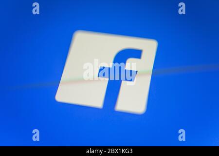 Facebook-App, soziales Netzwerk, Logo, Screenshot, Smartphone, Detail, Vollformat Stockfoto