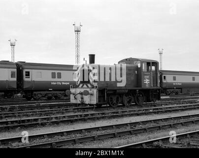 Dieselshunter Nr. 03 der Klasse 03141 an der Severn Tunnel Junction, Monmouthshire, Wales, Großbritannien. November 1985. Stockfoto