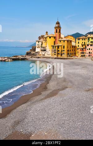 Panorama des ligurischen Dorfes Camogli Ligurien Italien Stockfoto