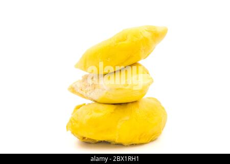 König der Früchte, Durian auf weißem Hintergrund. Stockfoto