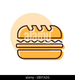 Vektor-Symbol für U-Bahn-Sandwich. Fast-Food-Zeichen. Diagrammsymbol für das Kochen von Website und Apps Design, Logo, App, UI Stock Vektor