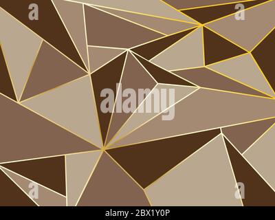 Abstrakt braun Polygon künstlerische Geometrie mit Gold Linie Hintergrund Stock Vektor