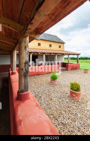 Der Peristylum der rekonstruierten römischen Villa in Wroxeter, Shropshire, England Stockfoto