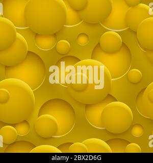 Abstraktes nahtloses Muster oder Hintergrund von Löchern und Kreisen mit Schatten in gelben Farben Stock Vektor