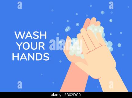 Waschen Sie Ihre Hände Beratung, Info Banner Design Stock Vektor