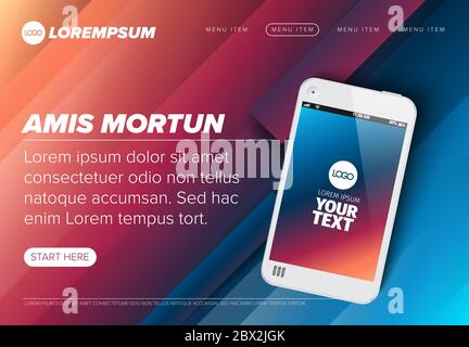 Moderne Web-Landing-Page, Flyer oder Hintergrundvorlage mit Smartphone Stock Vektor