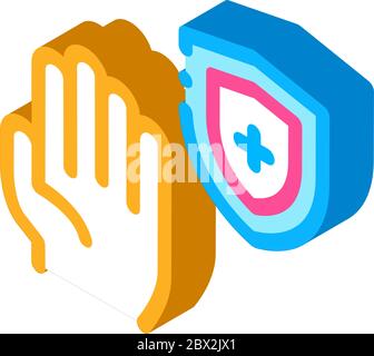 Handschutz mit Cross isometrische Symbol Vektor-Illustration Stock Vektor