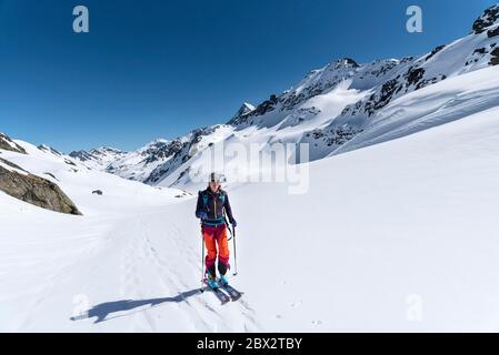 Frankreich, Savoie (73), Tarentaise, La Rosière, Haute-Tarentaise-Tal, Skitouren bis zum Col de Louïe Blanche (2524m) Stockfoto