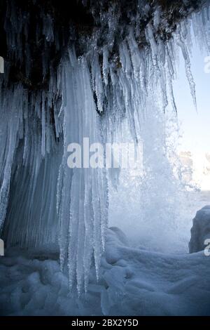 Island, Nationalpark Jokulsargljufur, Dettifoss Wasserfall im Winter (der größte Europas) Stockfoto