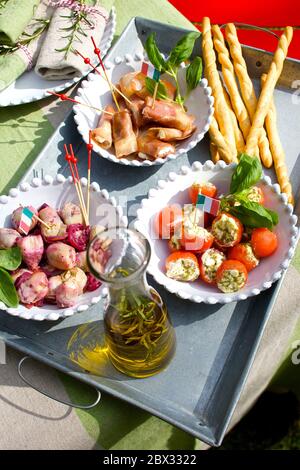 Italienische Mittagessen Antipasti Platte Stockfoto