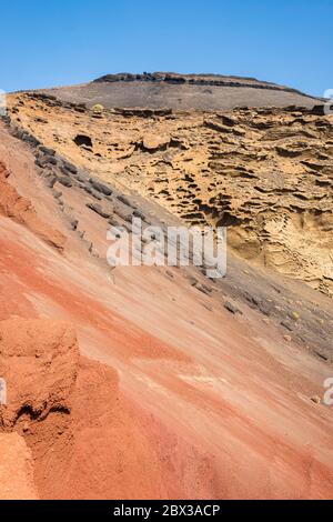 Spanien, Kanarische Inseln, Lanzarote, Naturpark Los Volcanes, El Golfo Stockfoto