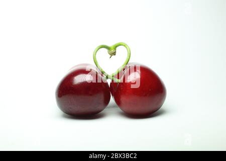 Zwei Kirschen in der Liebe Stockfoto