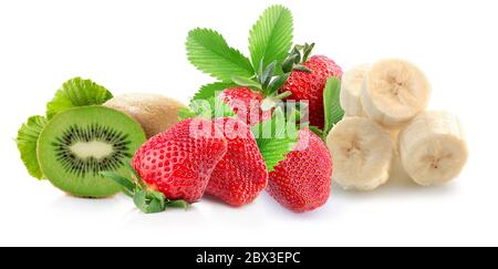 Früchte mischen isoliert auf einem weißen Hintergrund. Stockfoto