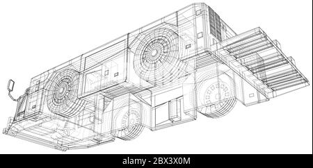 Abschleppwagen. Vector Drahtrahmen isolierten Transport im Flughafen auf Hintergrund. Vektorrendering von 3d. Stock Vektor