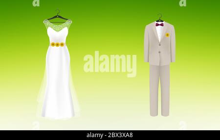 Mock up Illustration von Hochzeitskleid auf abstraktem Hintergrund Stock Vektor