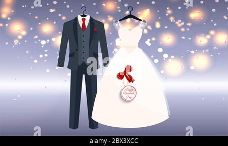Mock up Illustration von Paar Hochzeitskleid auf abstraktem Hintergrund Stock Vektor