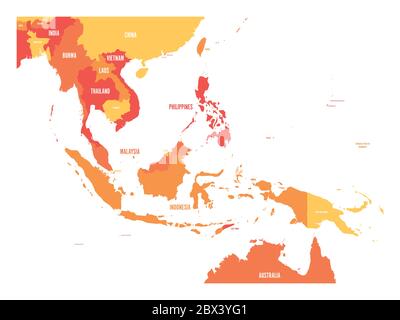 Karte von Südostasien. Vektorkarte in Orange. Stock Vektor