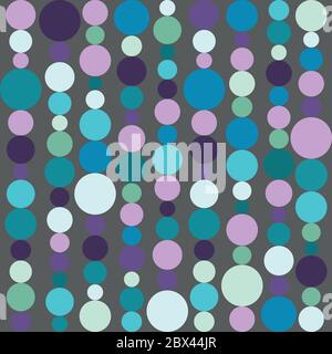 Nahtloser Hintergrund mit Perlen aus Kreisen und Blasen. Schnur mit Kugeln. Vektorgrafik. Grauer Hintergrund mit hellem blauen und violetten Kreis Stock Vektor