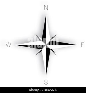 Kompassrose - Seekarte. Reiseausstattung mit Ausrichtung der Weltrichtungen - Nord, Ost, Süd und West. Vektorgrafik. Stock Vektor