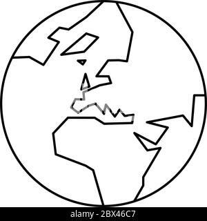 Vereinfachte Darstellung Erdkugel mit Weltkarte, die sich auf Europa konzentriert. Vektorgrafik. Stock Vektor