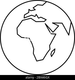 Vereinfachte Darstellung Erdkugel mit Weltkarte, die sich auf Afrika konzentriert. Vektorgrafik. Stock Vektor
