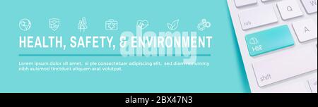 Symbolsatz für Sicherheit und Umwelt und Web-Header-Banner Stock Vektor