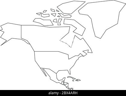 Politische Karte von Nordamerika. Vereinfachte Darstellung des schwarzen Drahtglamtes. Vektorgrafik. Stock Vektor