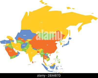 Sehr vereinfachte infografische politische Landkarte Asiens. Einfache geometrische Vektordarstellung. Stock Vektor