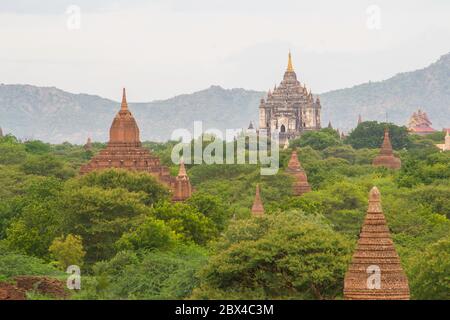 Bagan ist eine alte Stadt und ein UNESCO-Weltkulturerbe in der Mandalay Region von Myanmar. Stockfoto