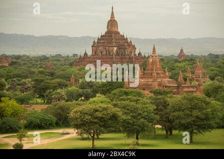 Bagan ist eine alte Stadt und ein UNESCO-Weltkulturerbe in der Mandalay Region von Myanmar. Stockfoto