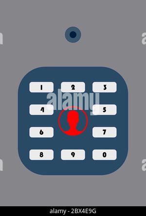 Codeslock für sichere Türen mit Zifferntasten. Stock Vektor
