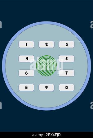 Codeslock für sichere Türen mit Zifferntasten. Stock Vektor