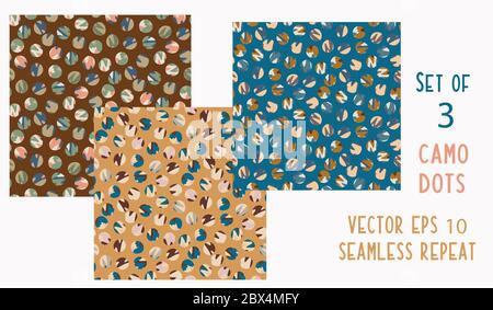 Polka Dot All Over Print Verspielte Vektorstruktur. Moderner Geometrischer Handgezeichneter Kreis. Nahtlose Fleckige Muster Hintergrund. Für Camouflage Textured Stock Vektor