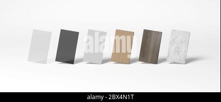 Beispielmaterial auf weißem Hintergrund 3D-Rendering Stockfoto