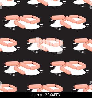 Nahtlose Wurst Kette Muster auf schwarzem Hintergrund isoliert, Vektor-Bild Stock Vektor