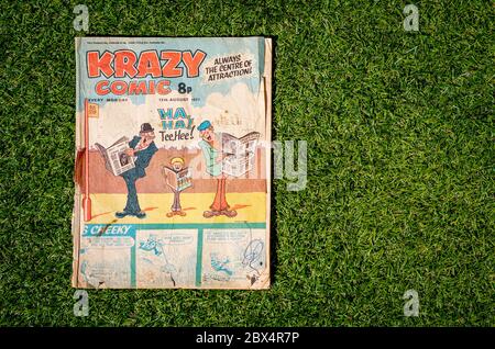 Krazy Comic für Kinder, Krazy war ein beliebtes Comic-Magazin, das erstmals 1976 von IPC-Magazinen eingeführt wurde Stockfoto