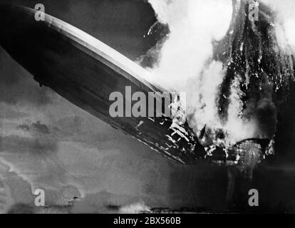 Absturz des Luftschiffes LZ 129 Hindenburg, Lakehurst am 06.05.1937. Stockfoto