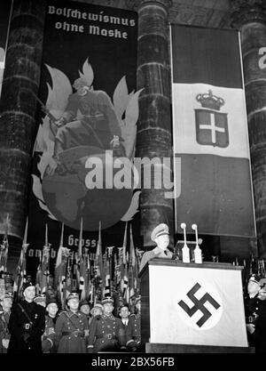 Eröffnungsveranstaltung einer antibolschewistischen Ausstellung im Berliner Reichstag mit dem Titel "Bolschewismus ohne Maske". Stockfoto