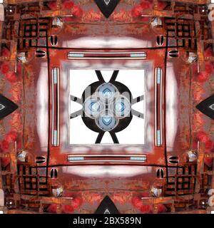 Nahtlose symmetrische Muster abstrakt rostigen Metall Element Textur Stockfoto