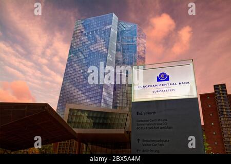 Die neue Europäische Zentralbank Hauptquartier, in 2014 geöffnet, in Ostende, Frankfurt, Deutschland. Stockfoto