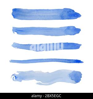 Satz von fünf blauen Vektor-Pinsel Stock Vektor