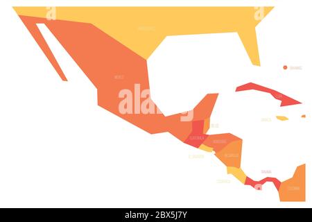 Politische Karte von Mexiko und Zentralamerika. Simulierte schematische flache Vektorkarte in vier Farbschemen. Stock Vektor