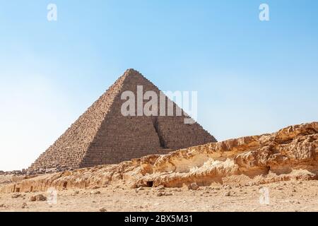 Die Pyramide von Menkaure, Gizeh Pyramidenkomplex, Ägypten Stockfoto